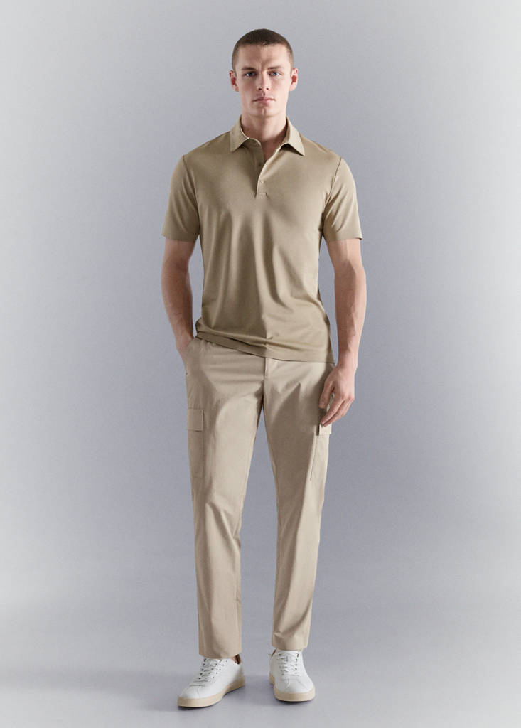 Slim fit comfort stretch cargo trousers — Beige