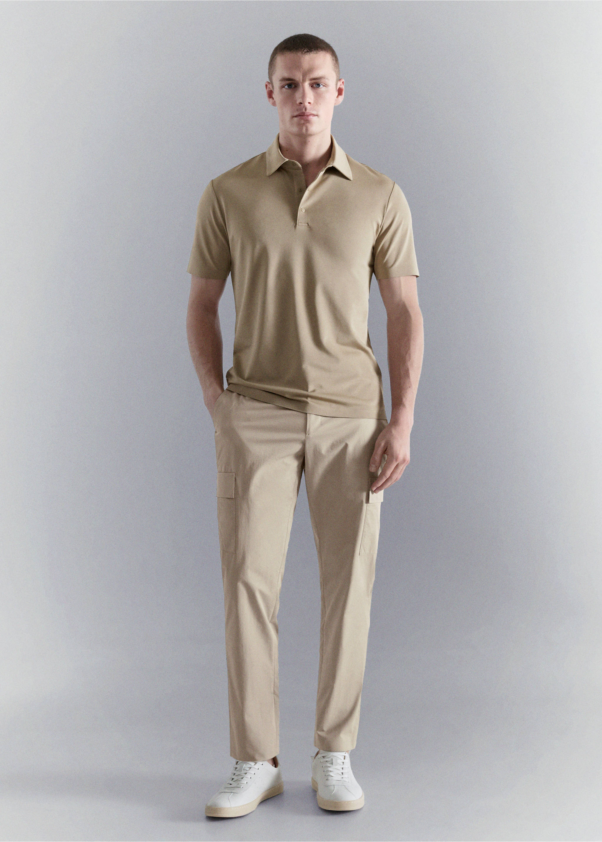 Calças cargo slim fit comfort stretch - Plano geral, Bege. Ref: 27047897-00.
