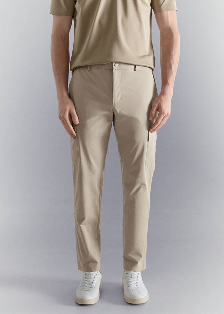 Slim fit comfort stretch cargo trousers — Beige