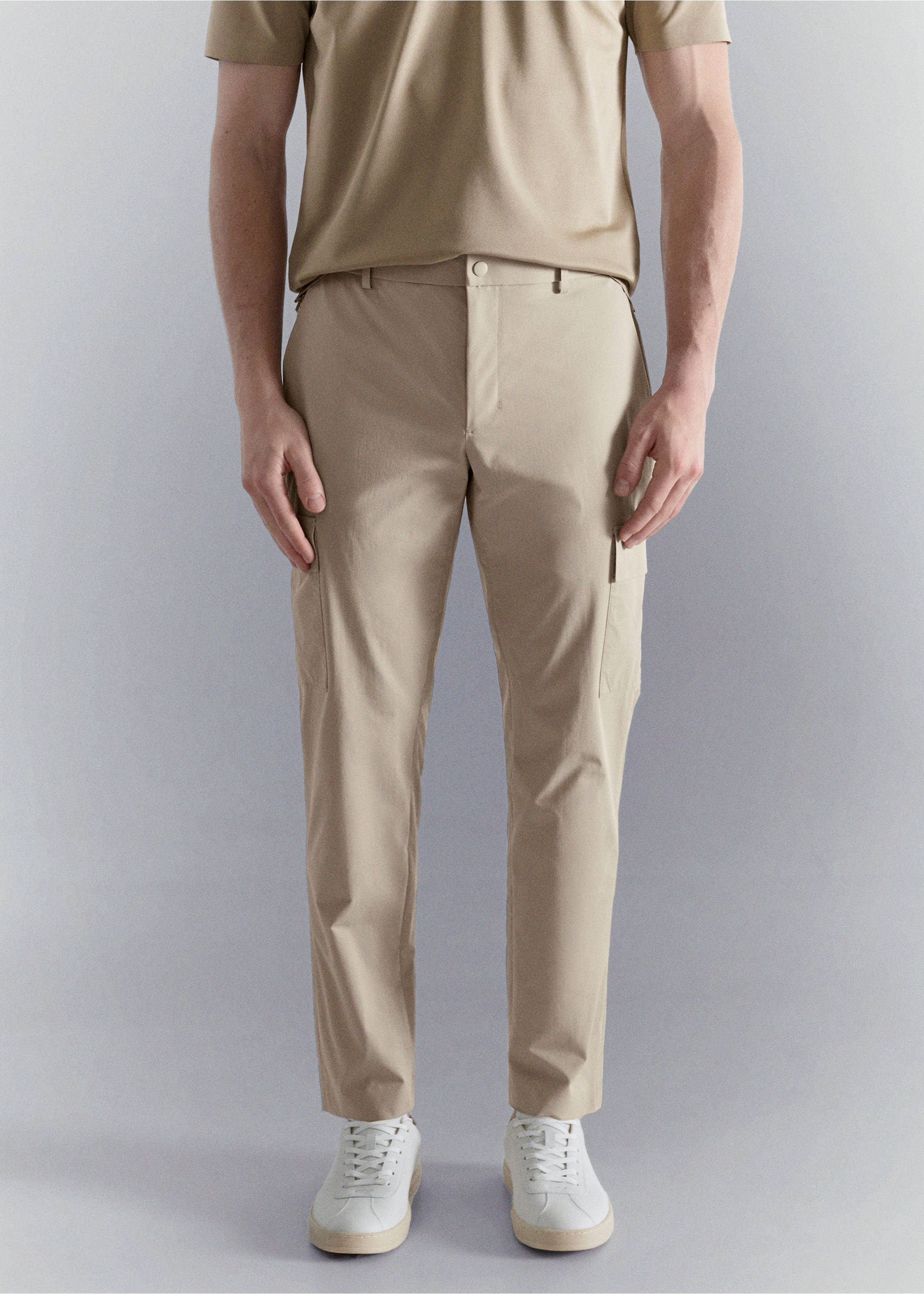 Calças cargo slim fit comfort stretch - Plano médio, Bege. Ref: 27047897-00.
