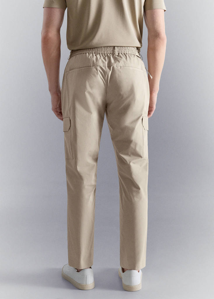 Slim fit comfort stretch cargo trousers — Beige