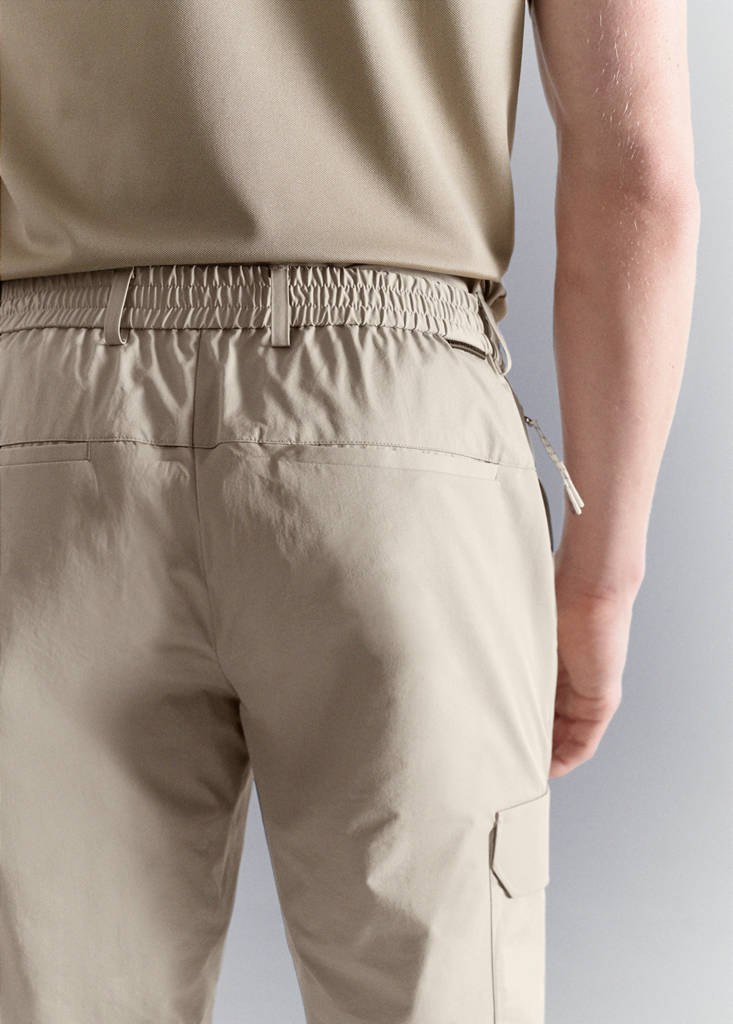 Slim fit comfort stretch cargo trousers — Beige