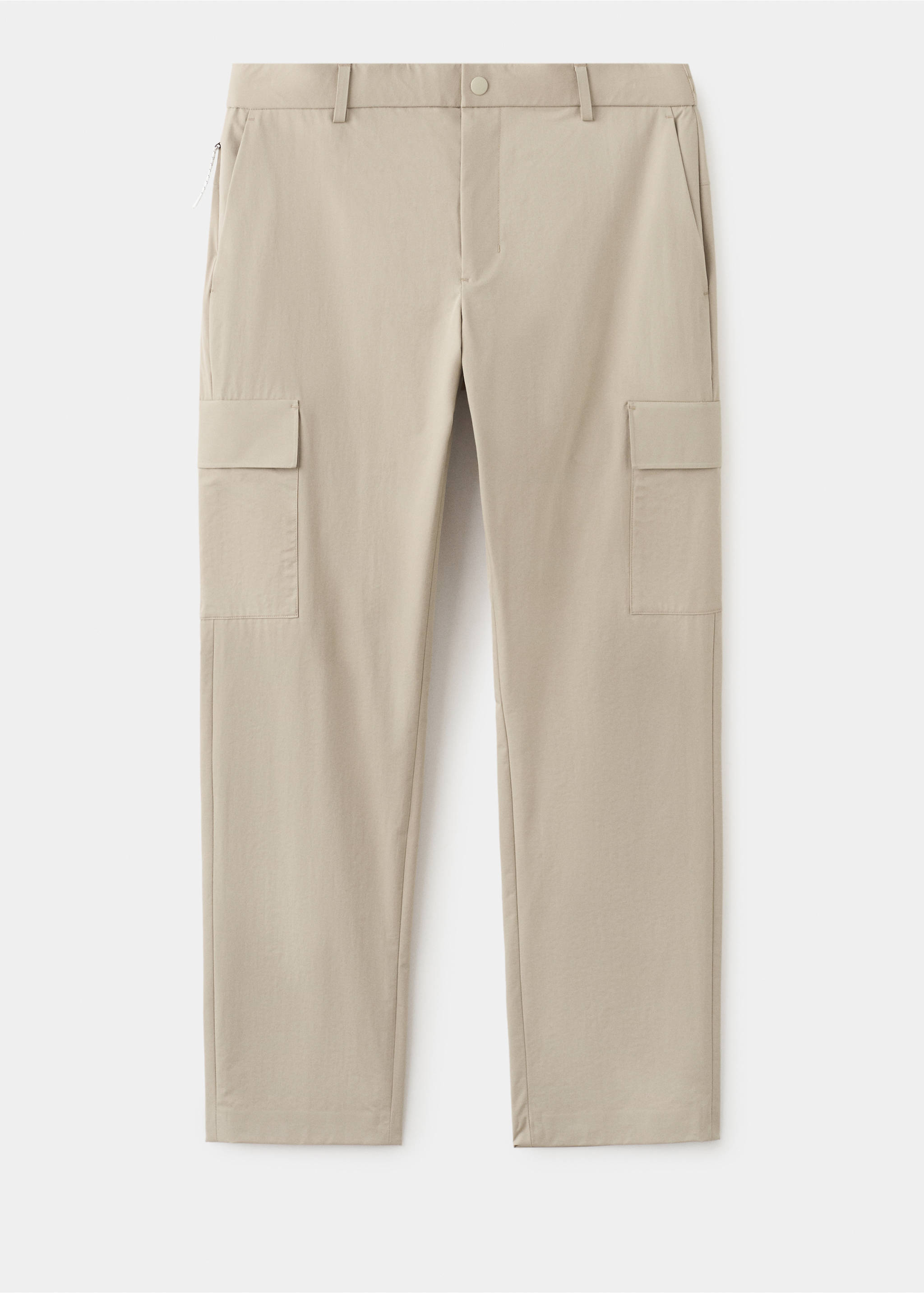 بنطلون كارغو سليم فيت بتمدد مريح - منتج دون نموذج, بيج. Ref: 27047897-00.