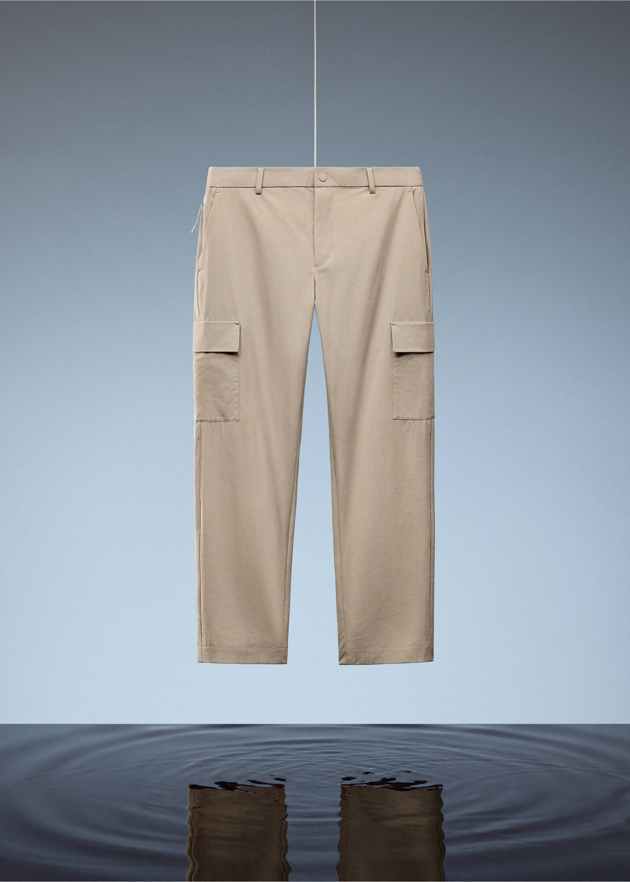 Calças cargo slim fit comfort stretch - Pormenor do artigo 9, Bege. Ref: 27047897-00.