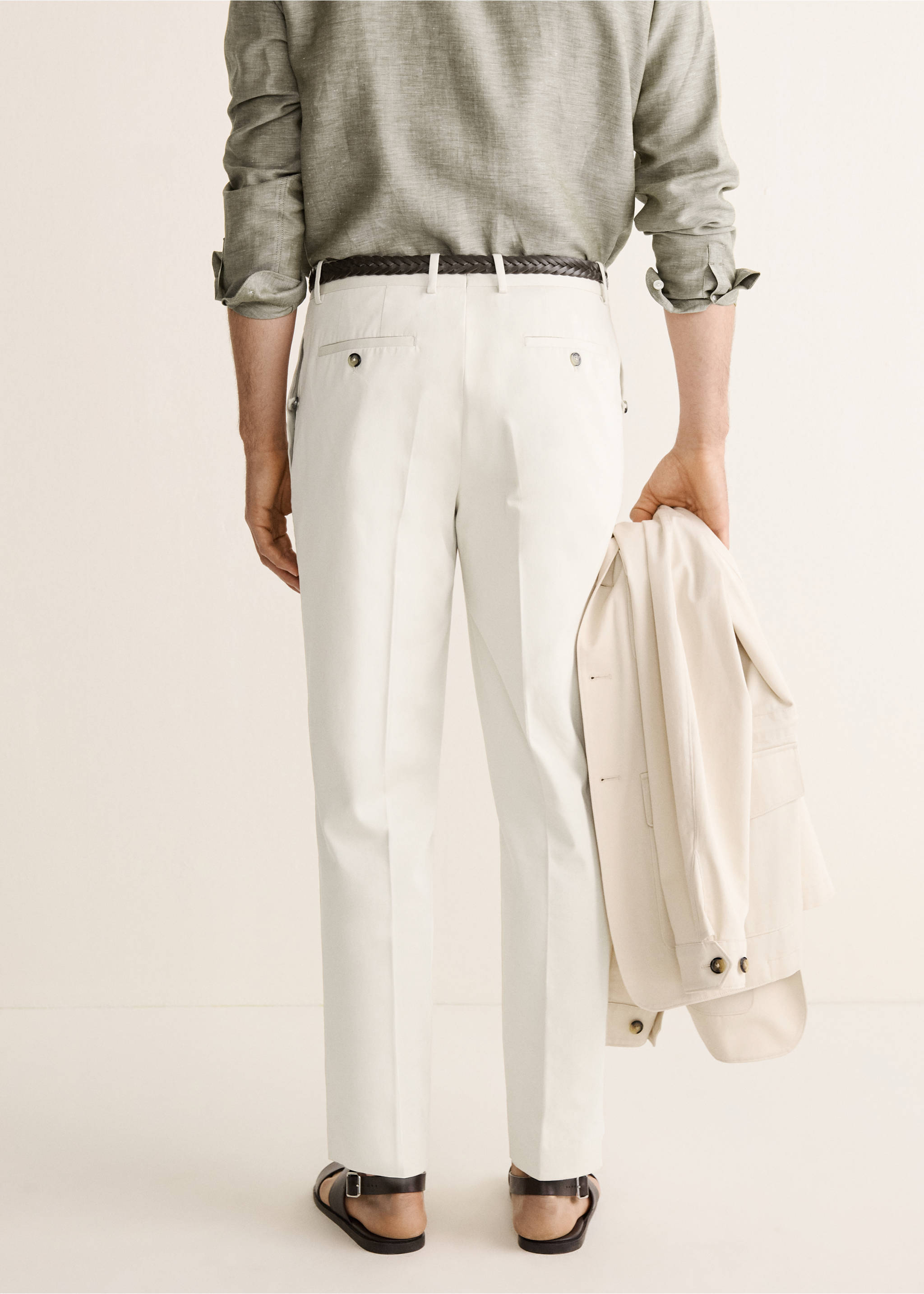 Regular-fit 100% cotton trousers - Reverse of the article, Beige. Ref: 27047899-00.