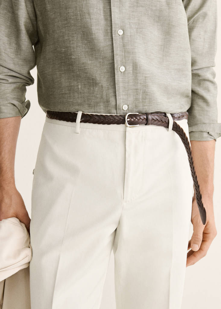 Regular-fit 100% cotton trousers — Beige