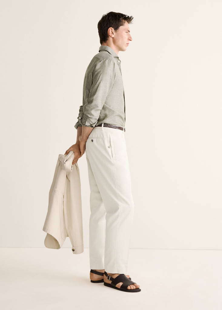 Regular-fit 100% cotton trousers — Beige