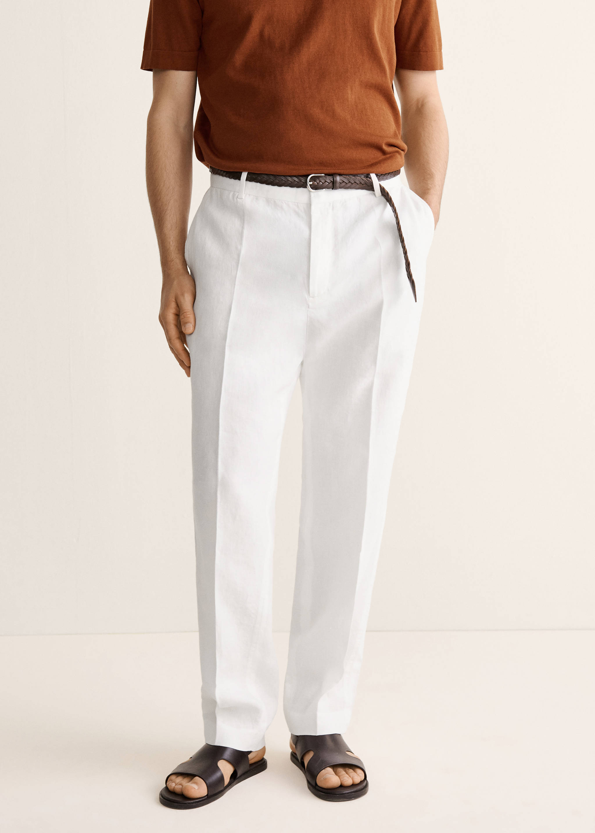 100% linen regular-fit trousers - Medium plane