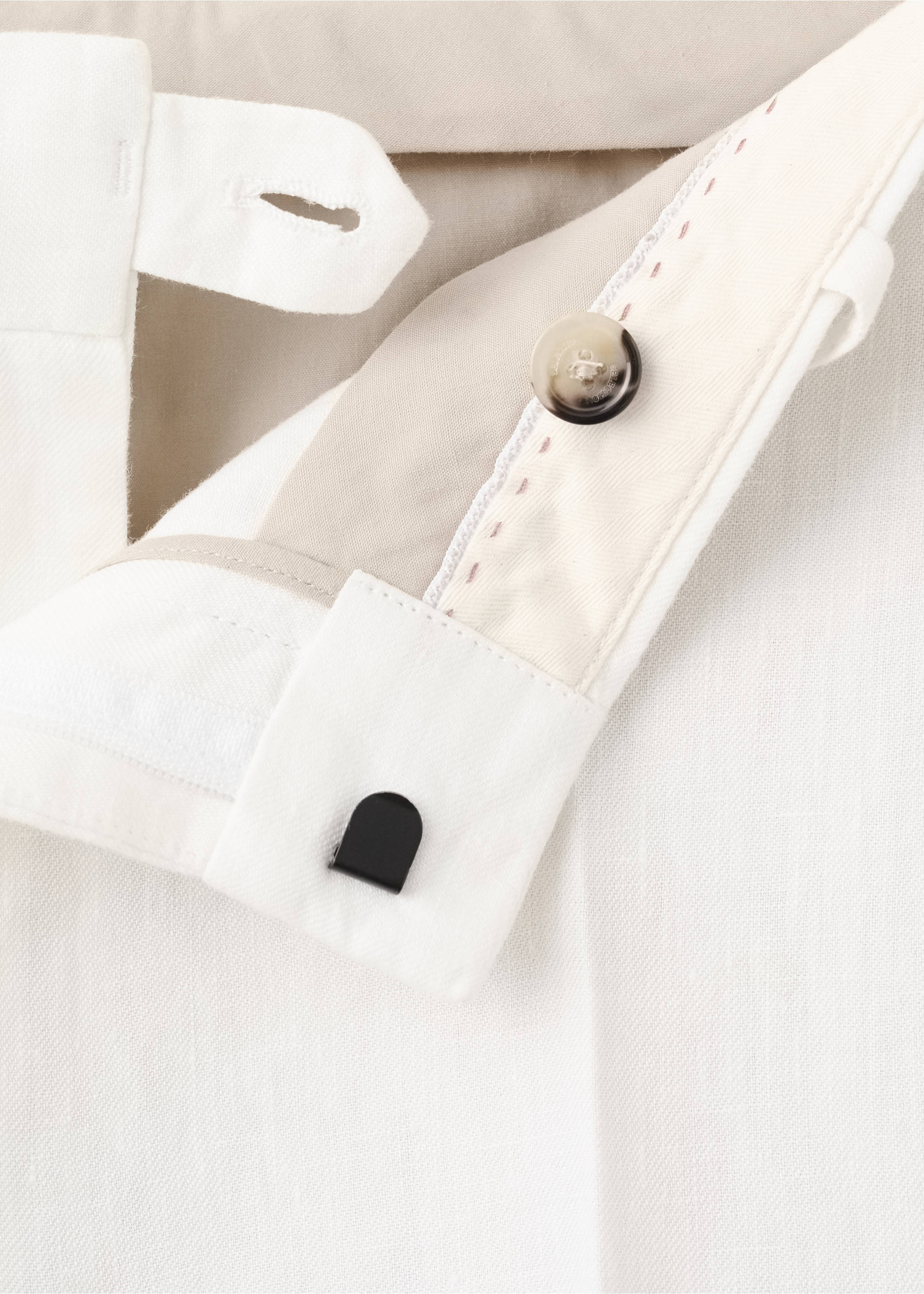 100% linen regular-fit trousers - Details of the article 8, Off White. Ref: 27047900-00.