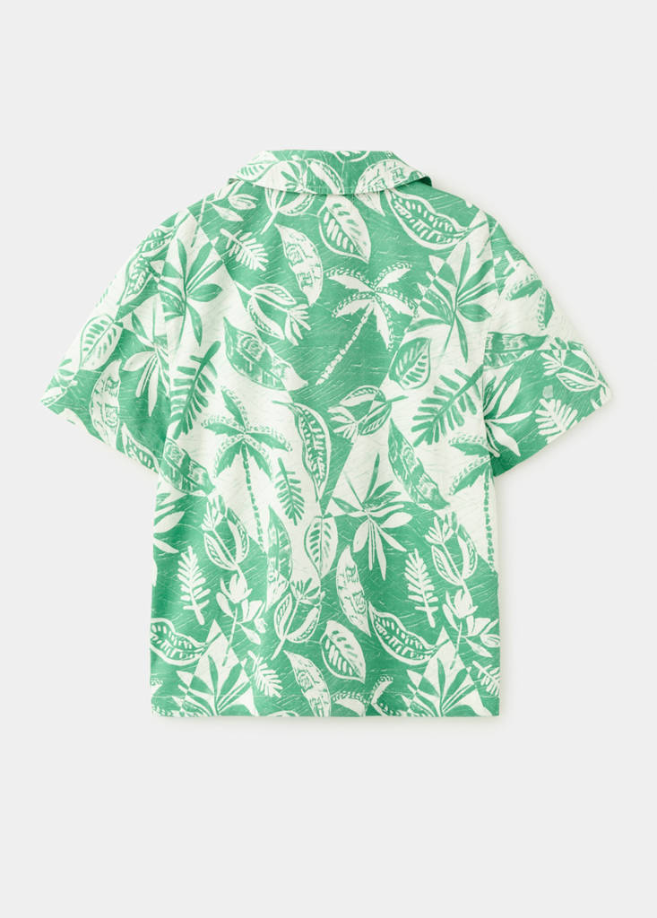 Floral-print cotton shirt — Green