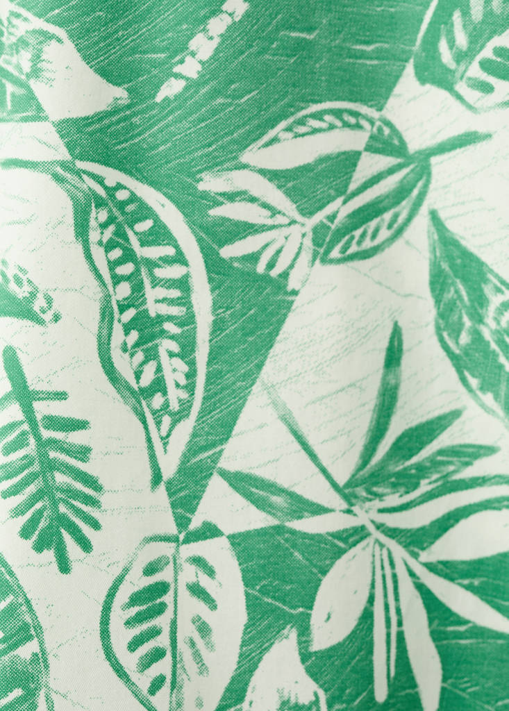Floral-print cotton shirt — Green