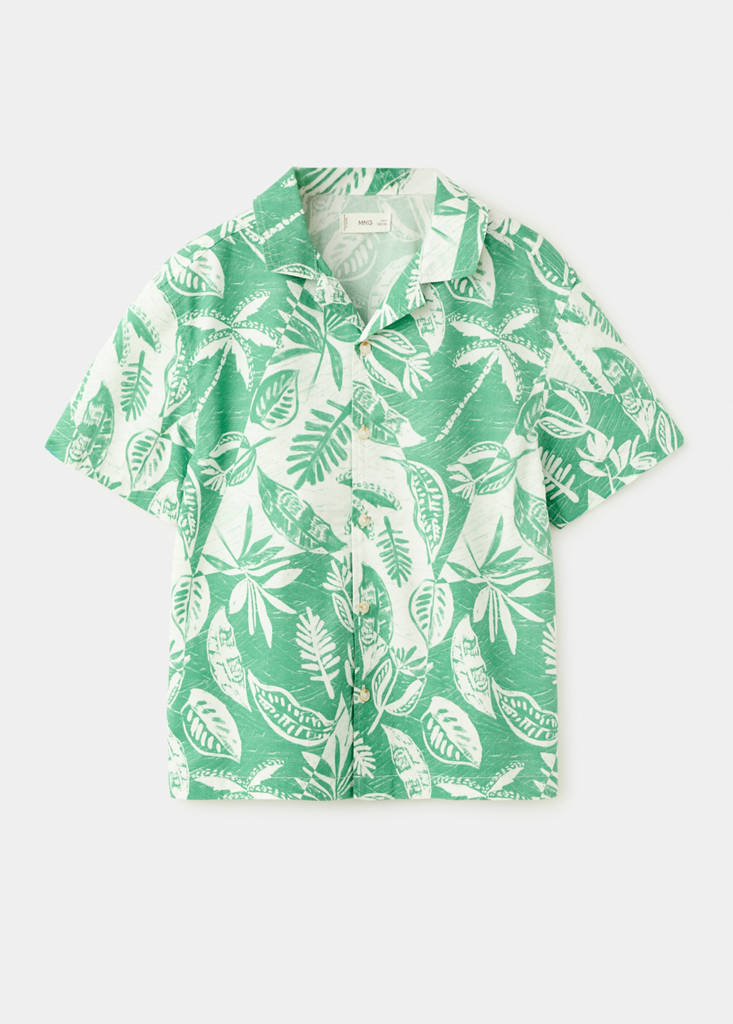 Floral-print cotton shirt — Green
