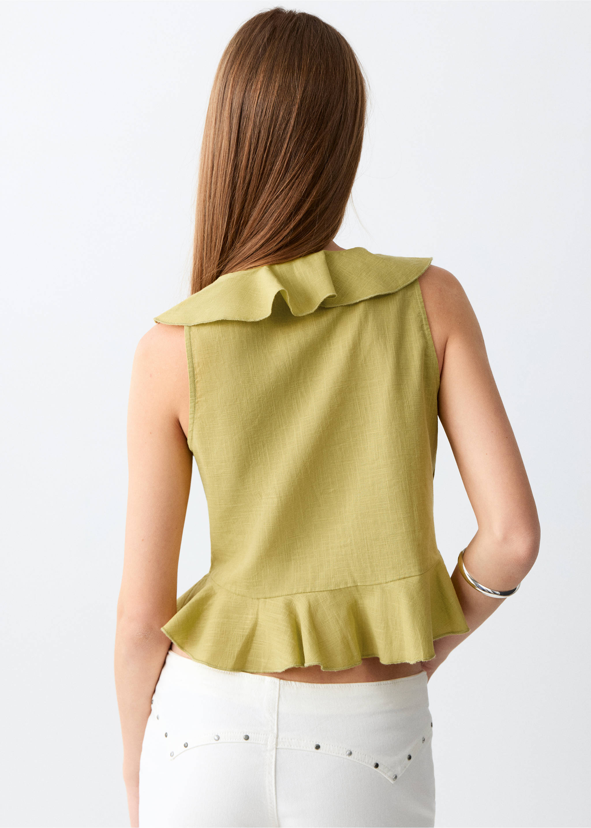 Ruffled top - Reverse of the article, Pastel Green. Ref: 27047902-00.