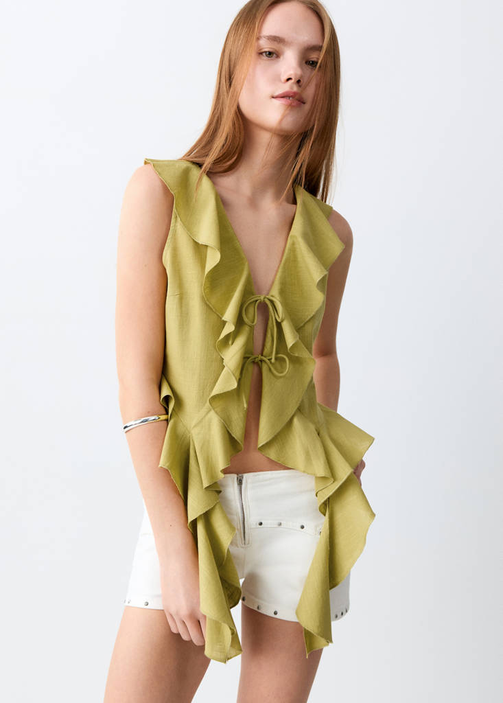 Ruffled top — Pastel Green
