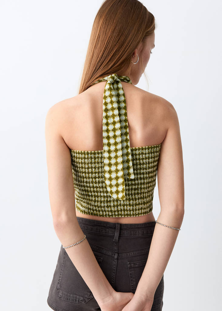 Halter-neck printed top — Pastel Green