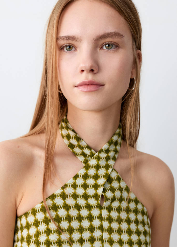 Halter-neck printed top — Pastel Green