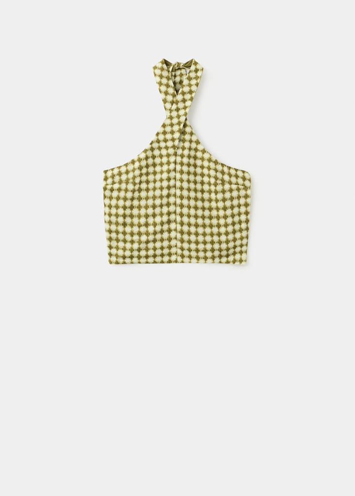 Halter-neck printed top — Pastel Green