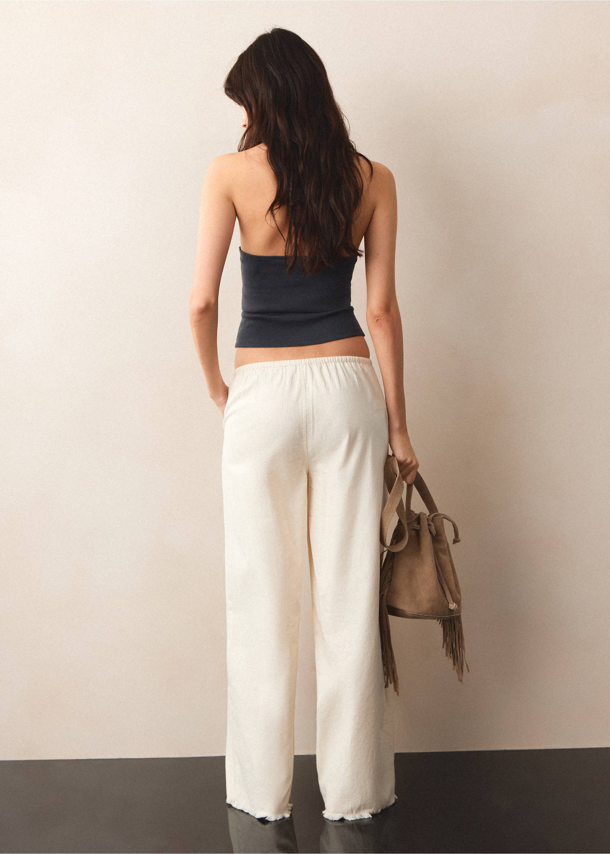 Halter top with rhinestone detail - Reverse of the article, Charcoal. Ref: 27047906-00.