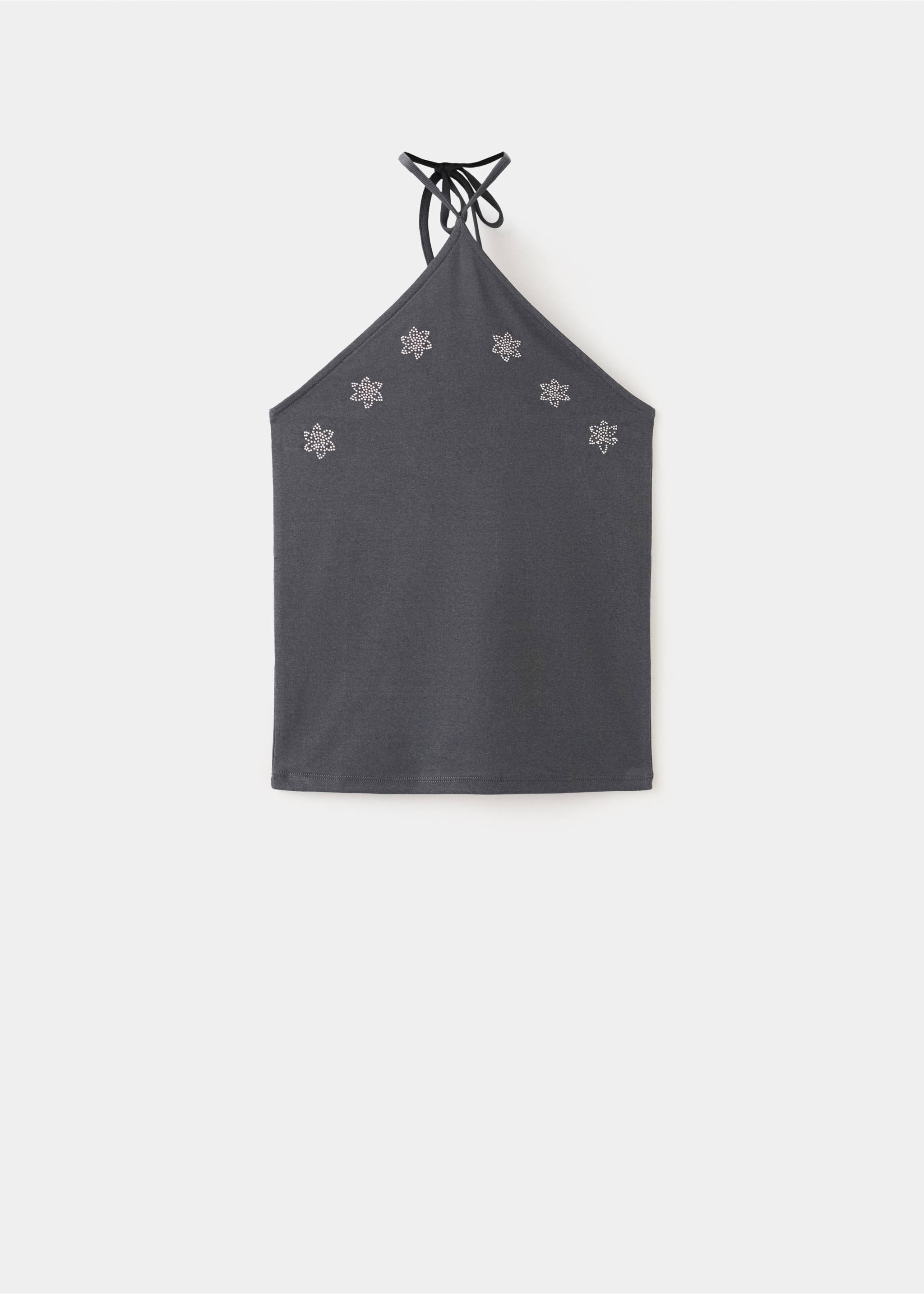 Halter top with rhinestone detail - Article without model, Charcoal. Ref: 27047906-00.