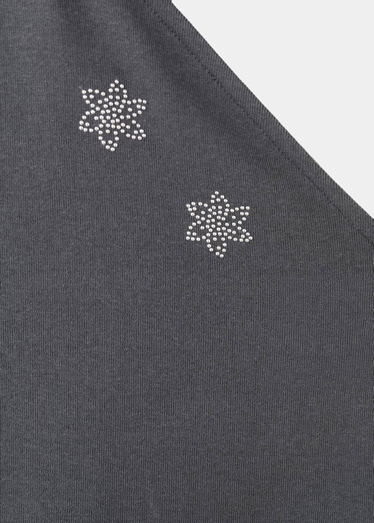Neckholder-Top mit Strassdetail — Anthrazit