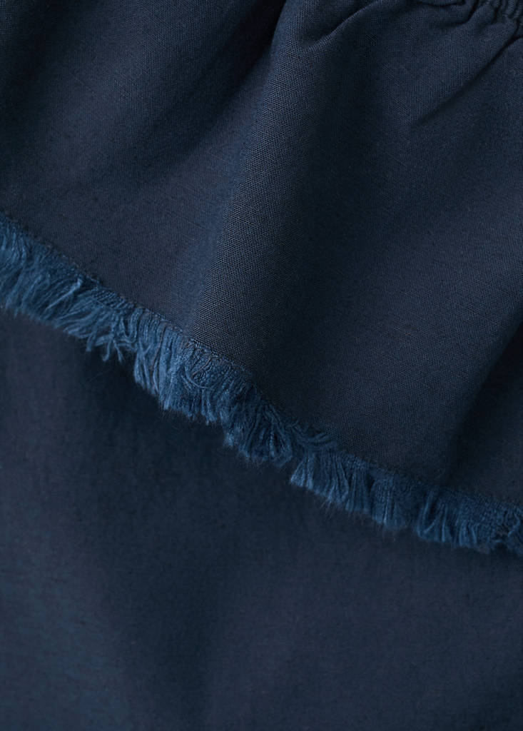 Ruffle asymmetric blouse — Navy