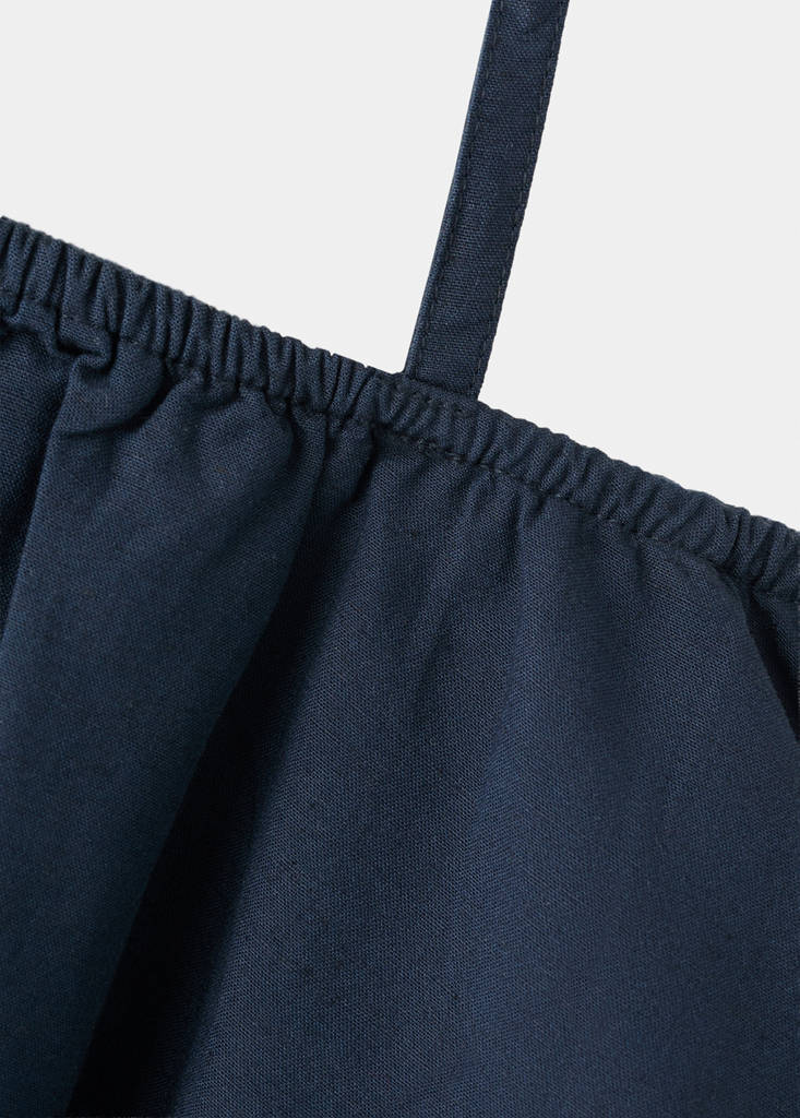 Ruffle asymmetric blouse — Navy