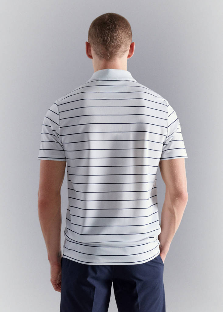 Slim fit striped polo shirt COOLMAX® — White