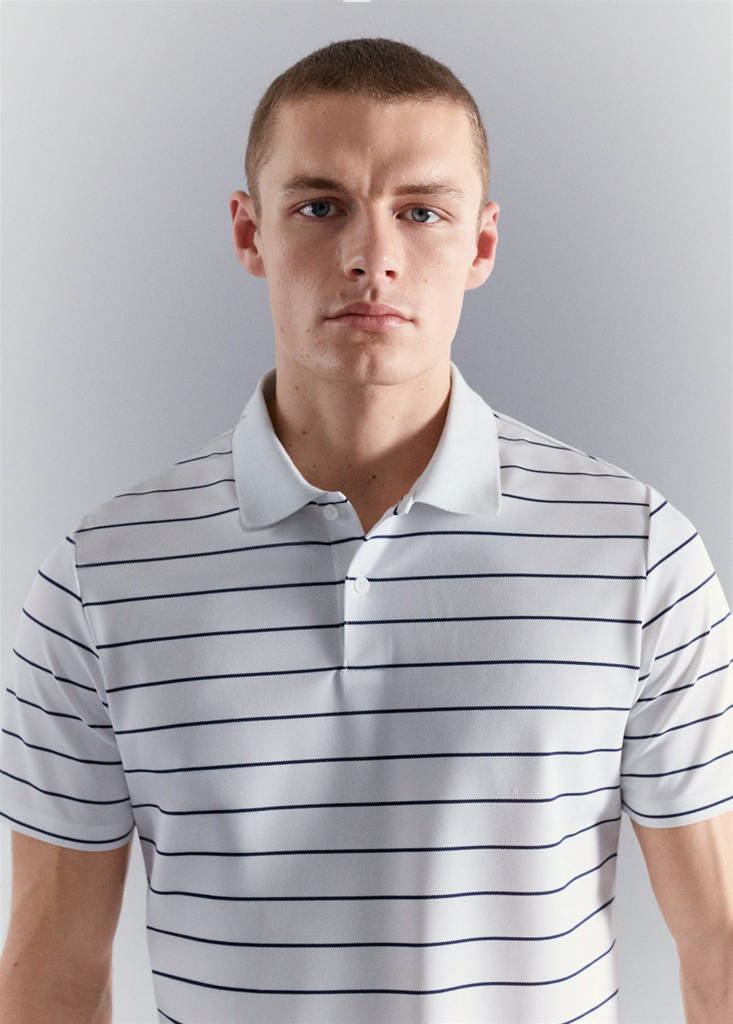 Slim fit striped polo shirt COOLMAX® — White