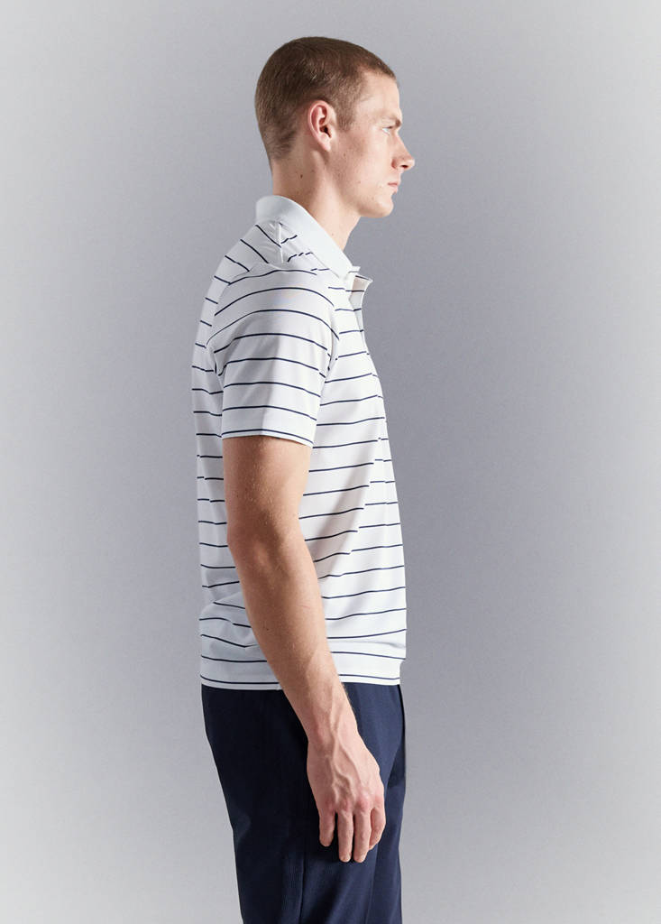 Slim fit striped polo shirt COOLMAX® — White