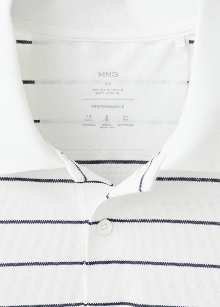 Slim fit striped polo shirt COOLMAX® — White