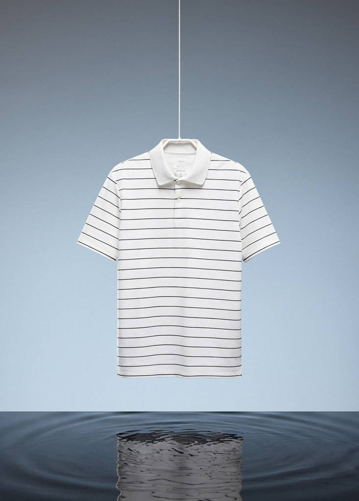 Slim fit striped polo shirt COOLMAX® — White