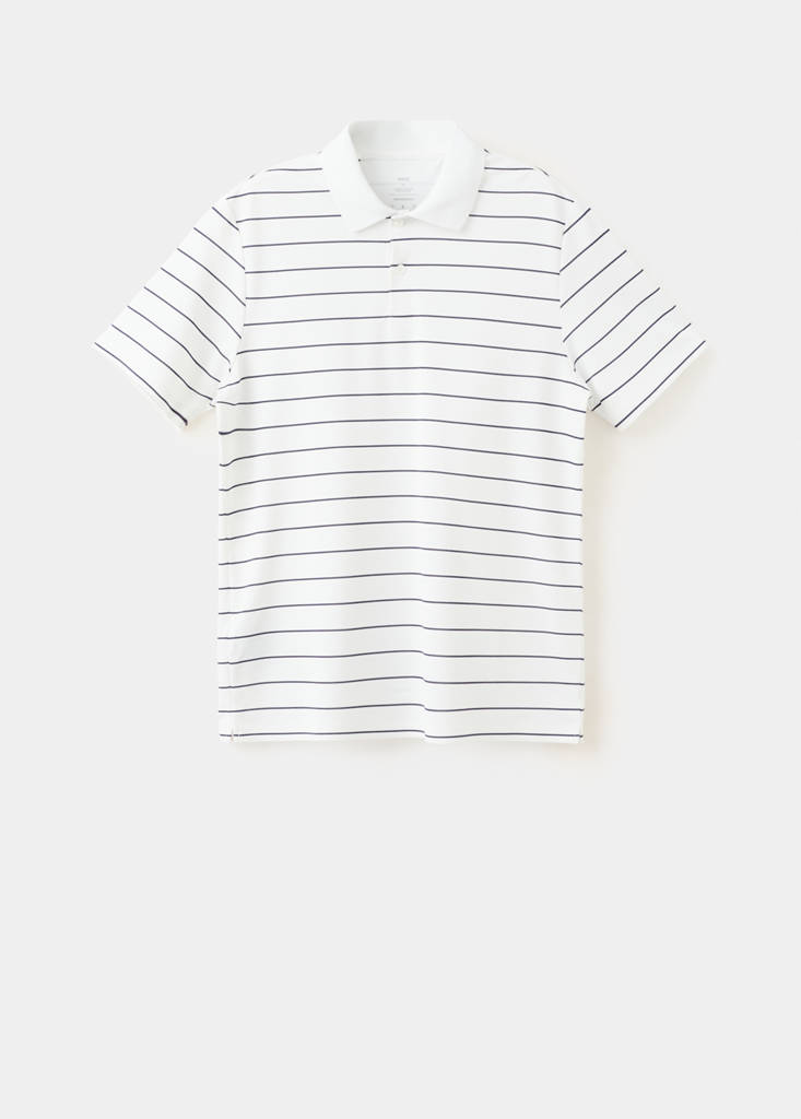 Slim fit striped polo shirt COOLMAX® — White