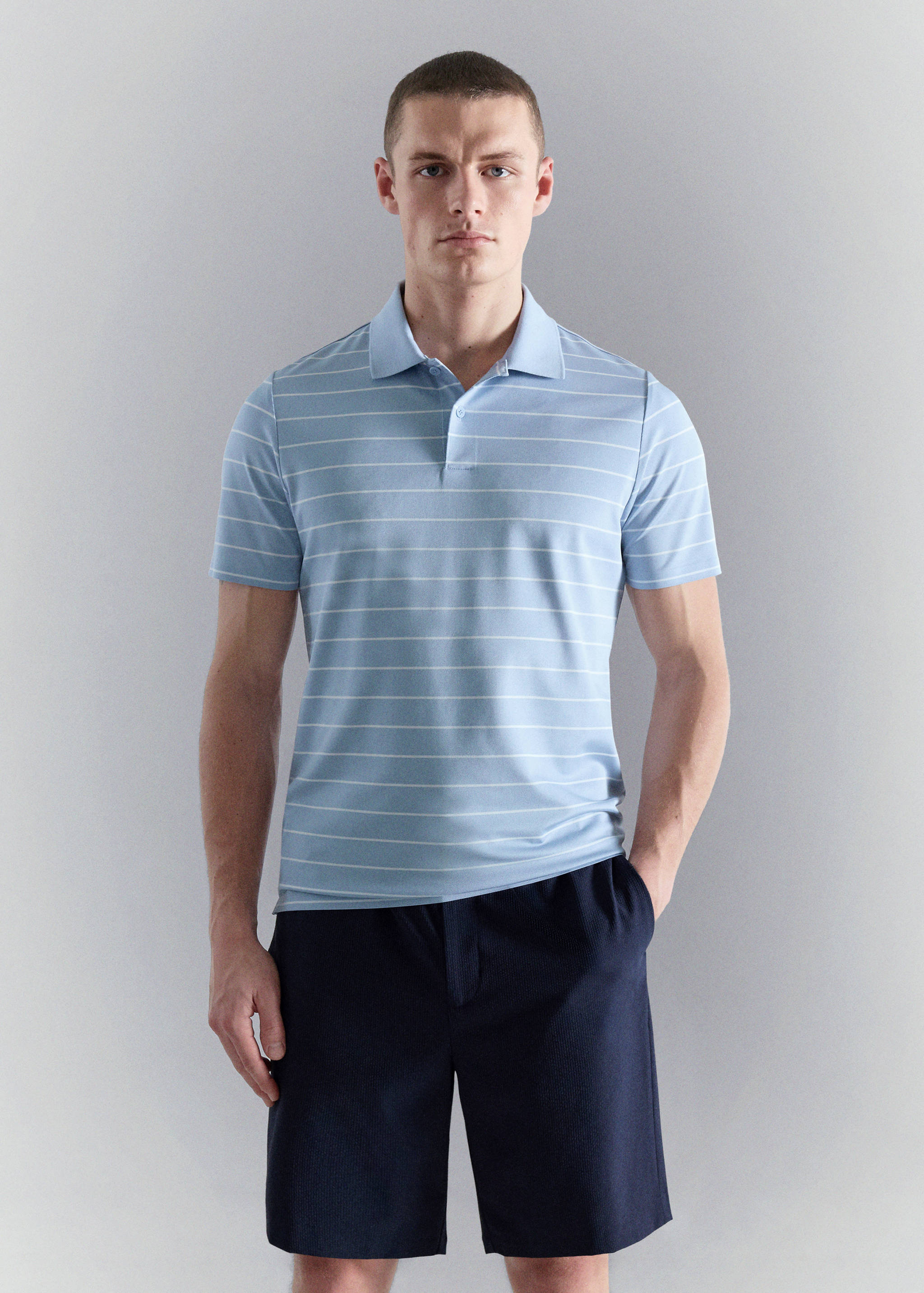 Polo slim-fit rayures COOLMAX® - Plan moyen