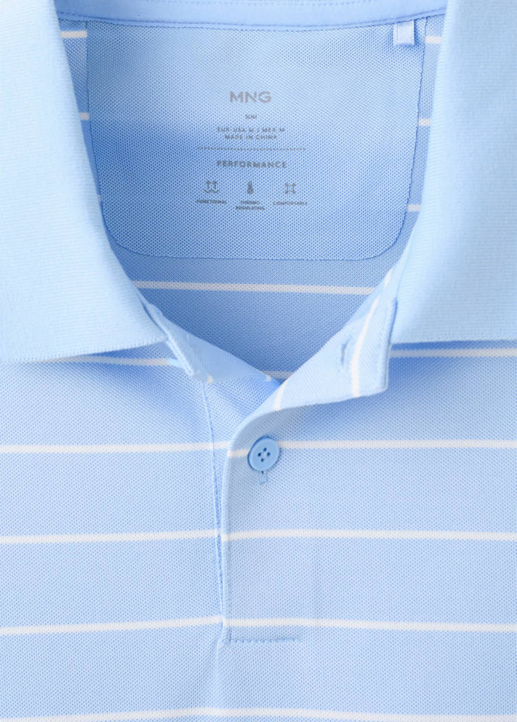 Slim fit striped polo shirt COOLMAX® — Sky Blue