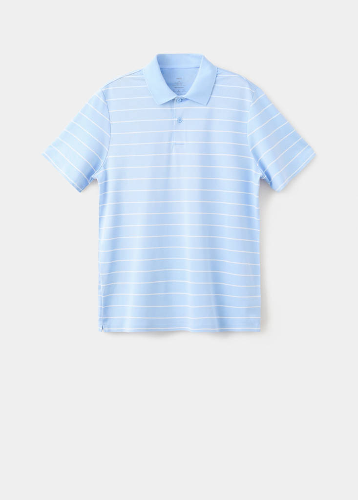 Slim fit striped polo shirt COOLMAX® — Sky Blue