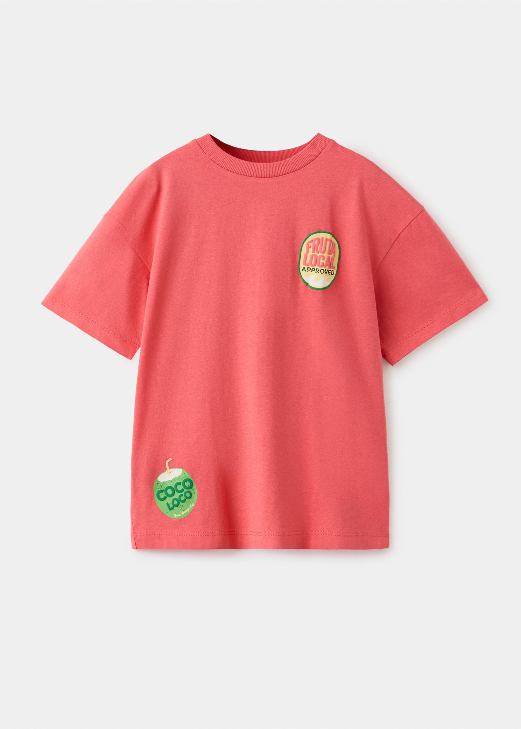 T-shirt en coton imprimé - Article sans modèle, Corail. Ref: 27047912-00.
