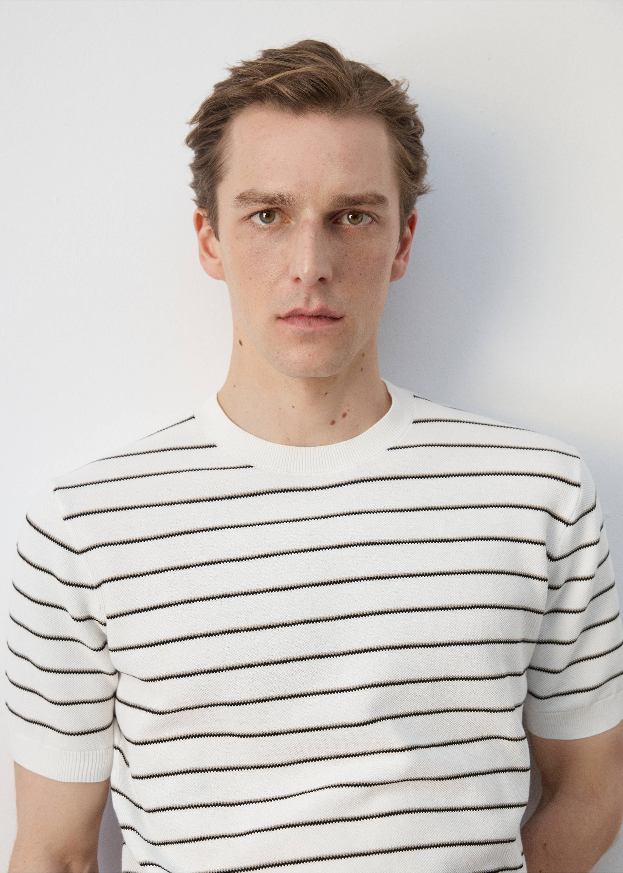 Camiseta algodón punto rayas - Detalle del artículo 1, Blanco roto. Ref: 27047914-00.