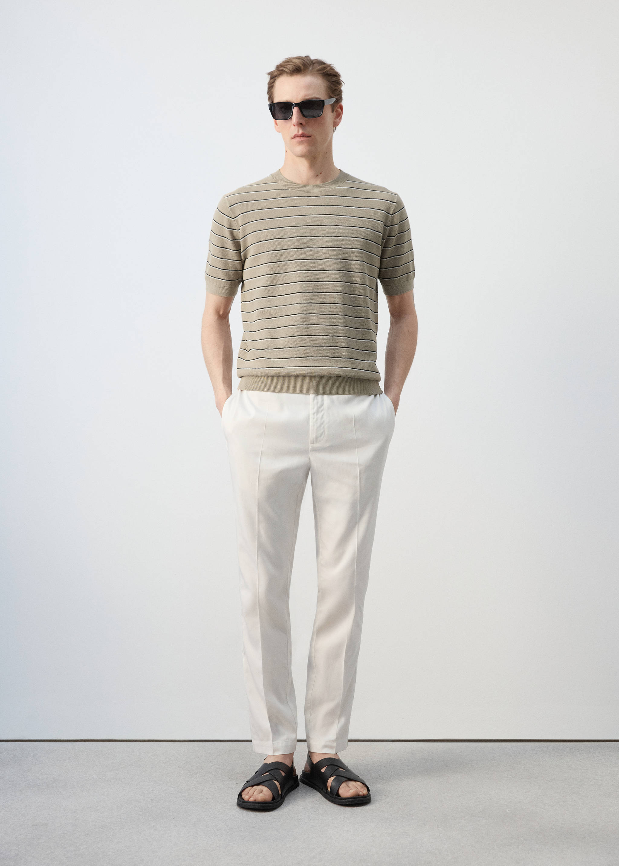 Camiseta algodón punto rayas - Plano general