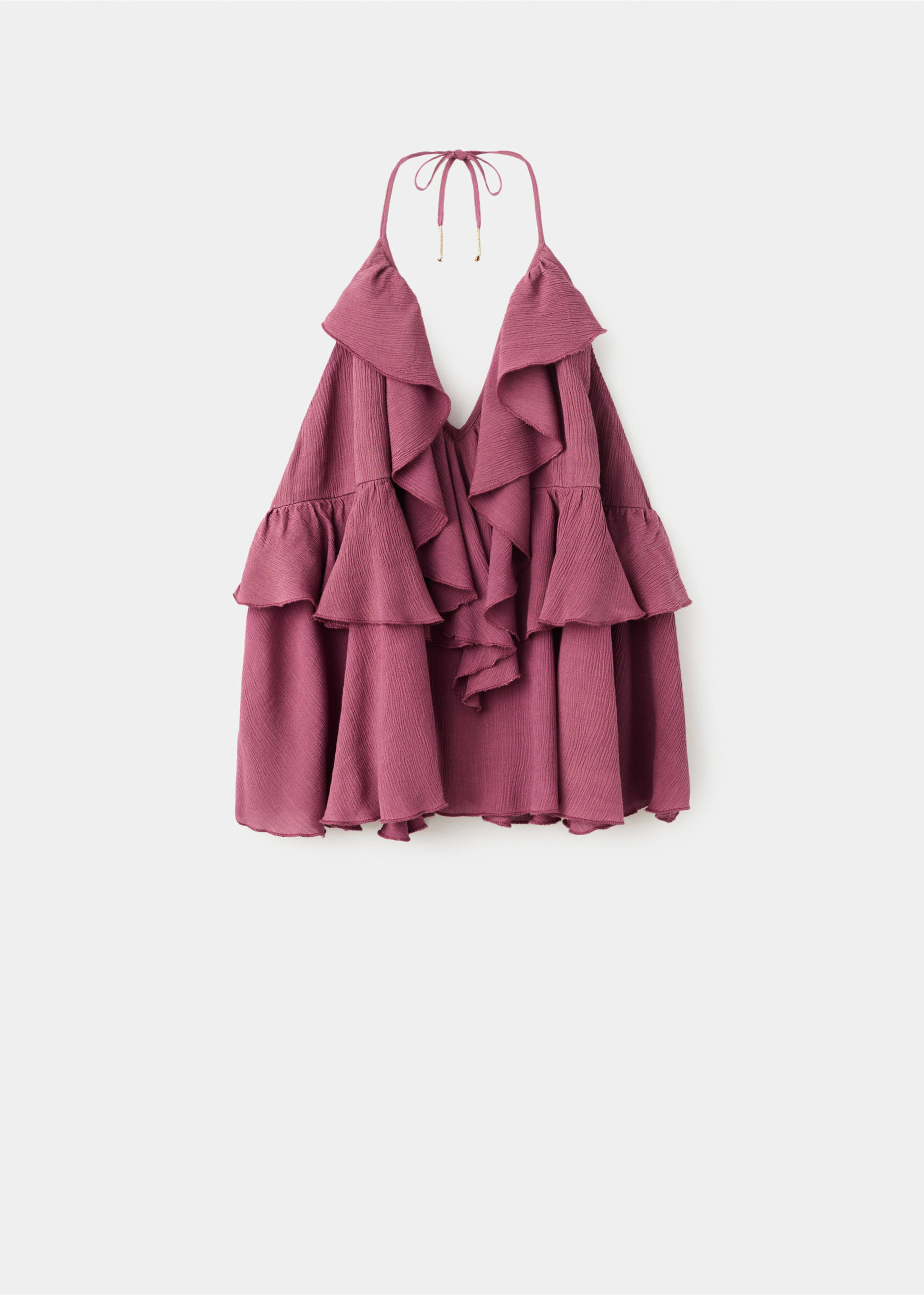 Halter neck ruffled top - Article without model, Pastel Pink. Ref: 27047915-00.