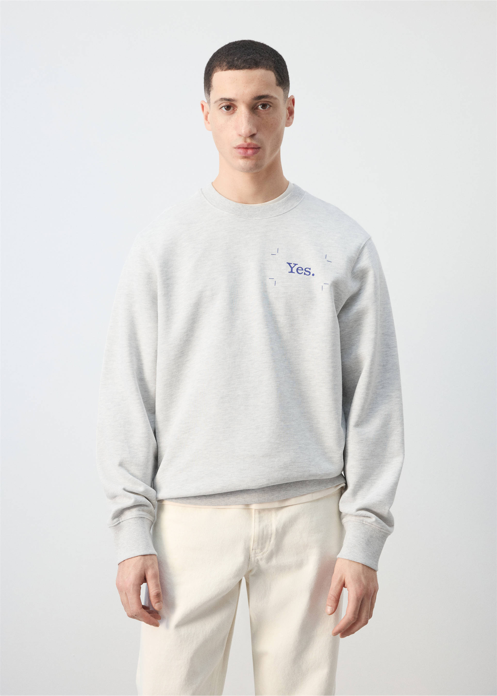 100% cotton hooded sweatshirt text - Medium plane, Medium Heather Grey. Ref: 27047918-00.