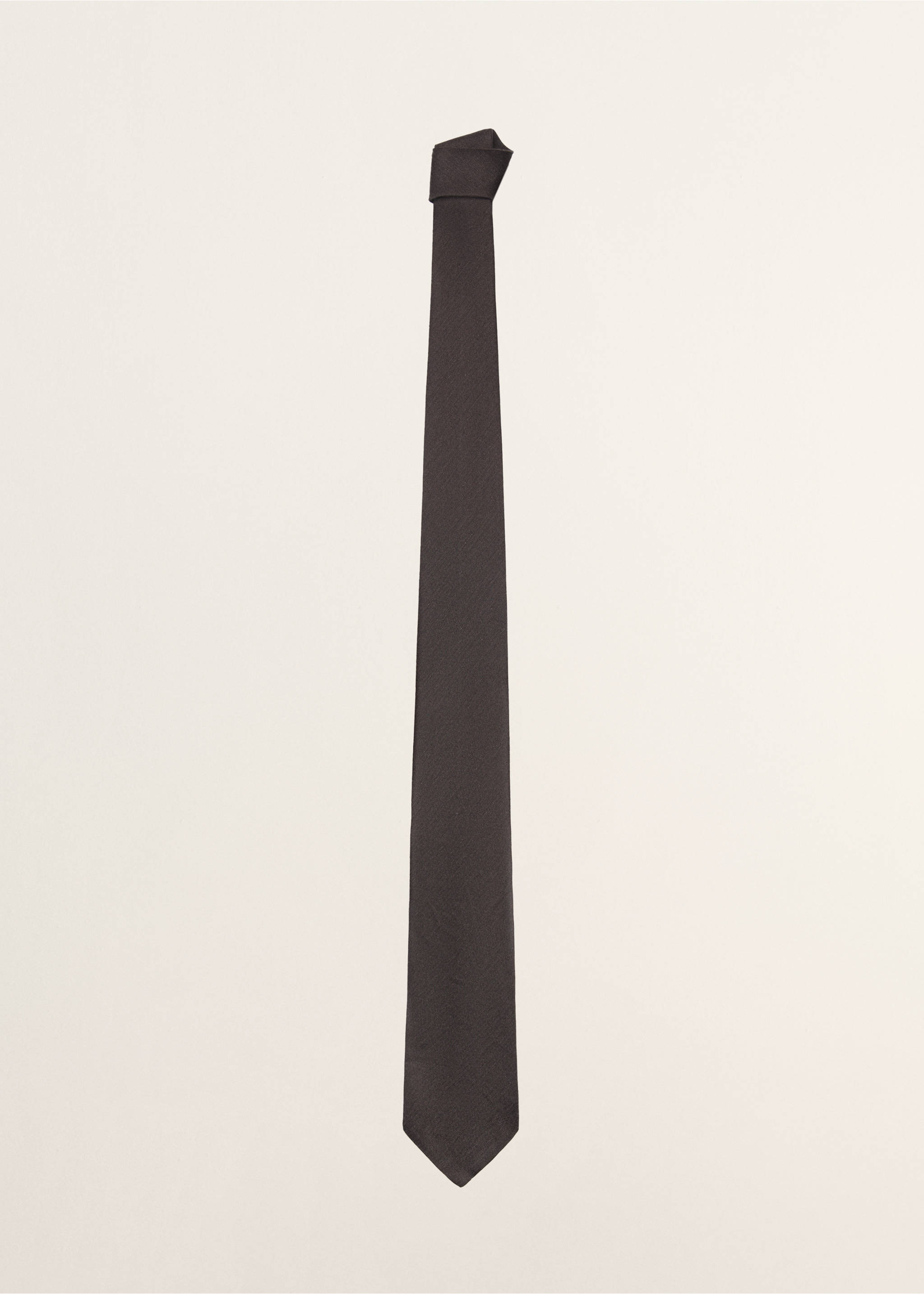 Plain tie in linen and silk blend - Article without model, Brown. Ref: 27047919-00.