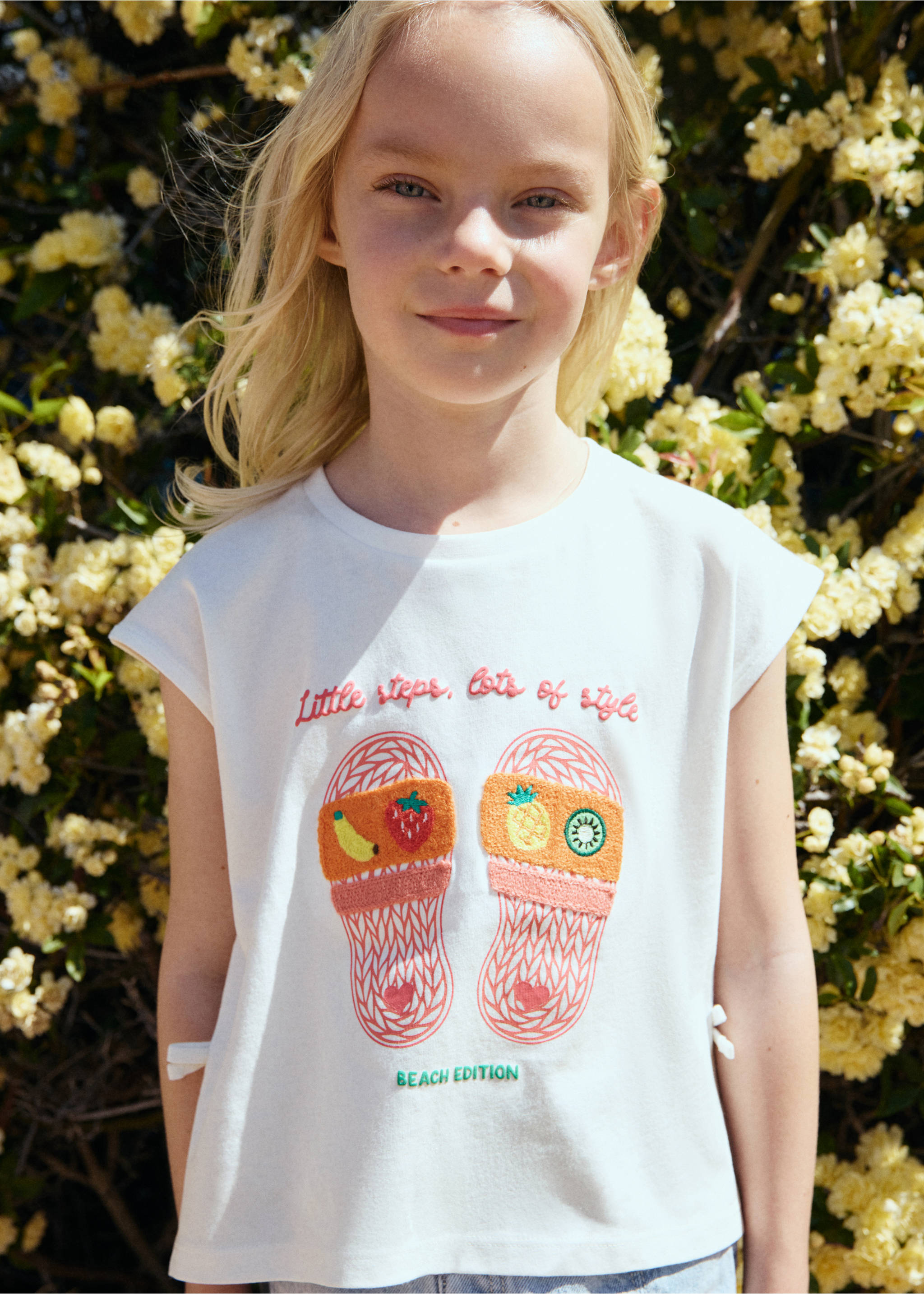 Printed cotton T-shirt with ties - Medium plane, Off White. Ref: 27047923-00.