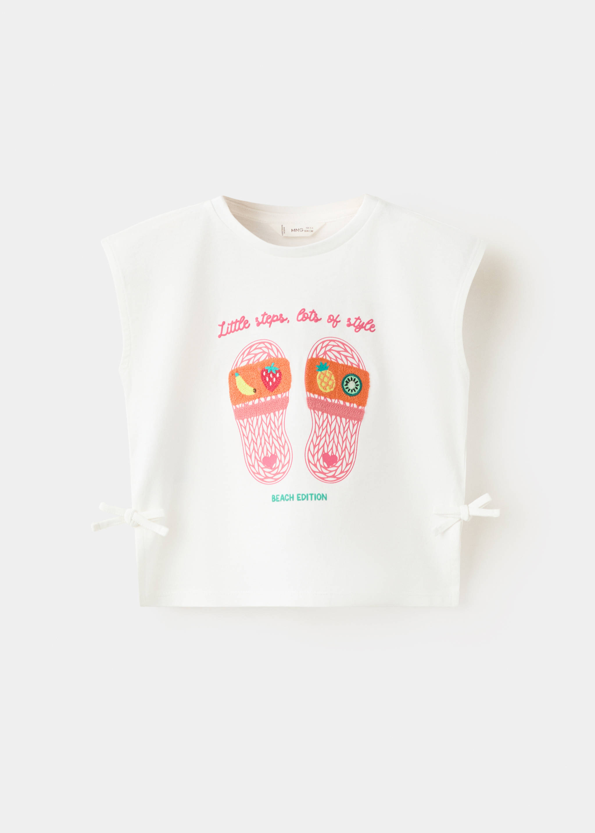 Printed cotton T-shirt with ties - Article without model