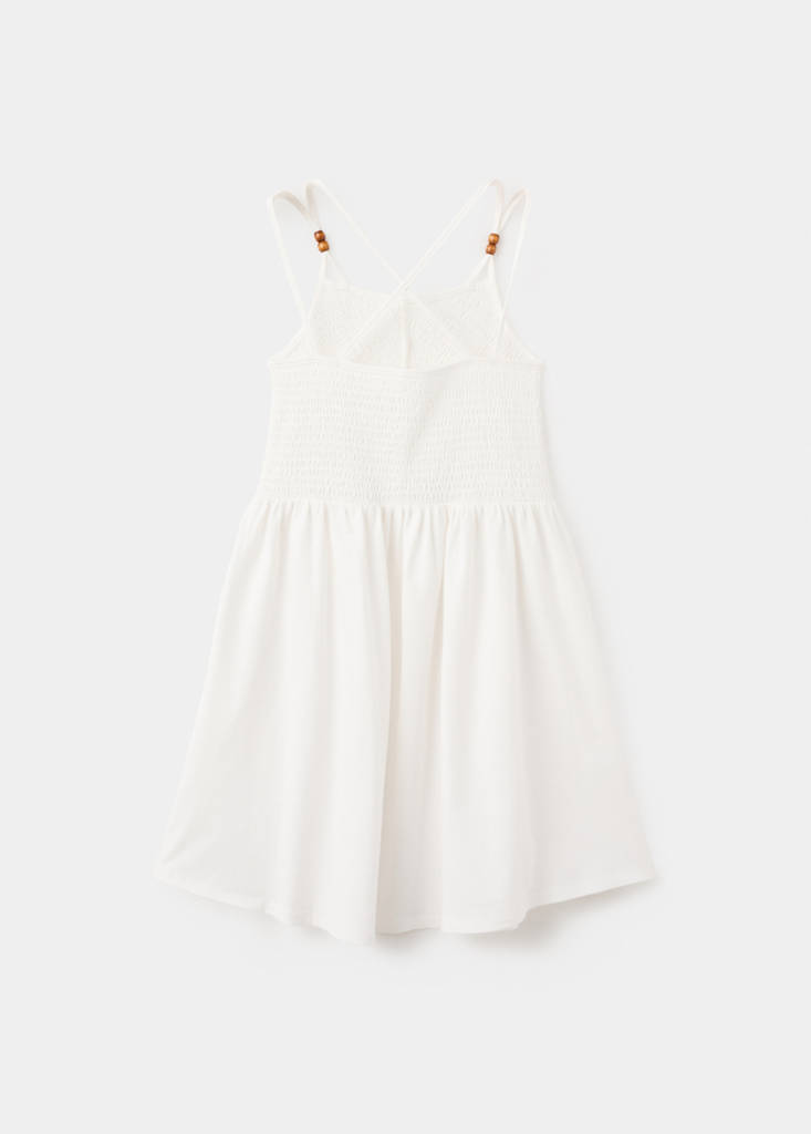 Gathered panel cotton dress — Off White