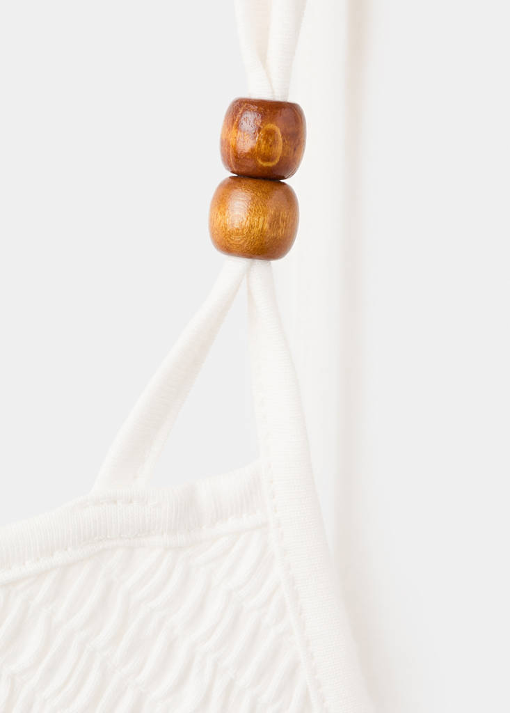 Gathered panel cotton dress — Off White