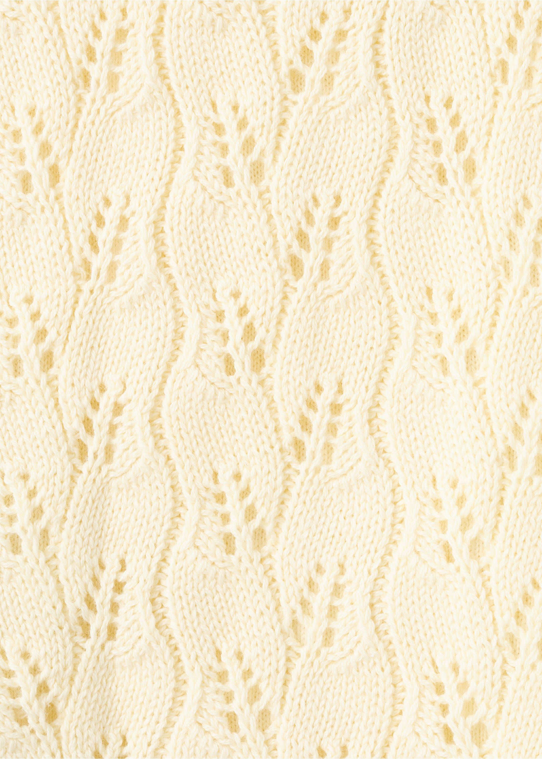 Openwork knit cotton top - Details of the article 8, Pastel Yellow. Ref: 27047925-00.