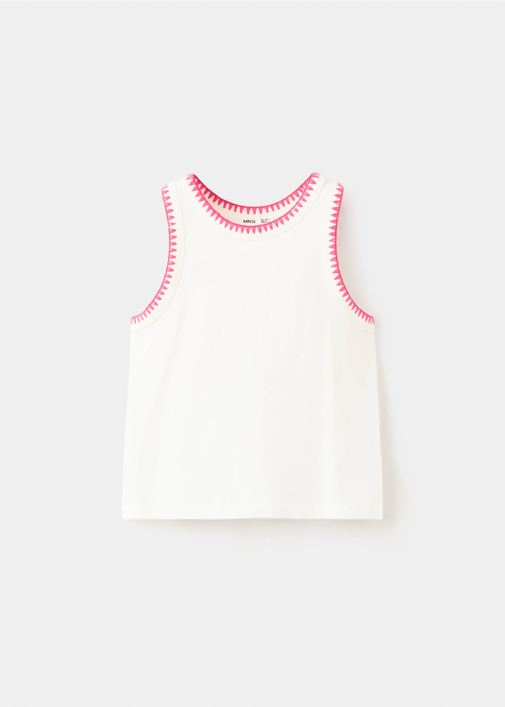 Embroidered detail strappy top - Article without model, Off White. Ref: 27047927-00.