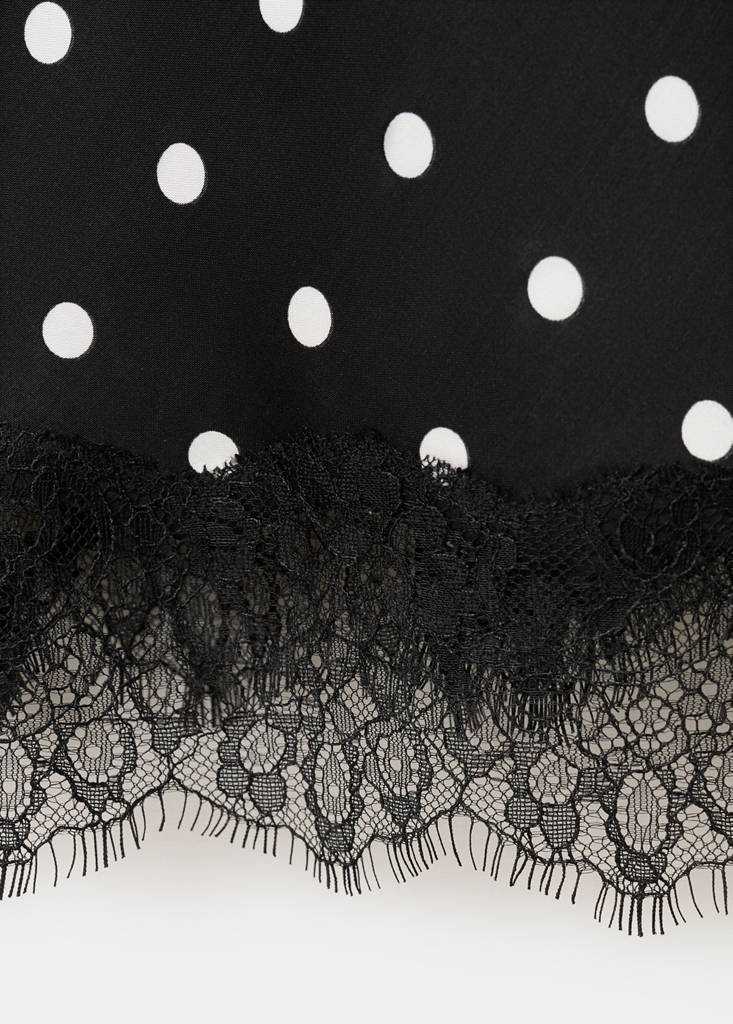 Long lace polka dot top — Black