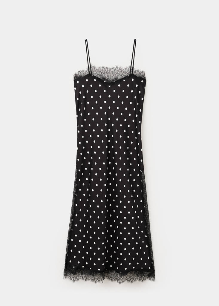 Long lace polka dot top — Black