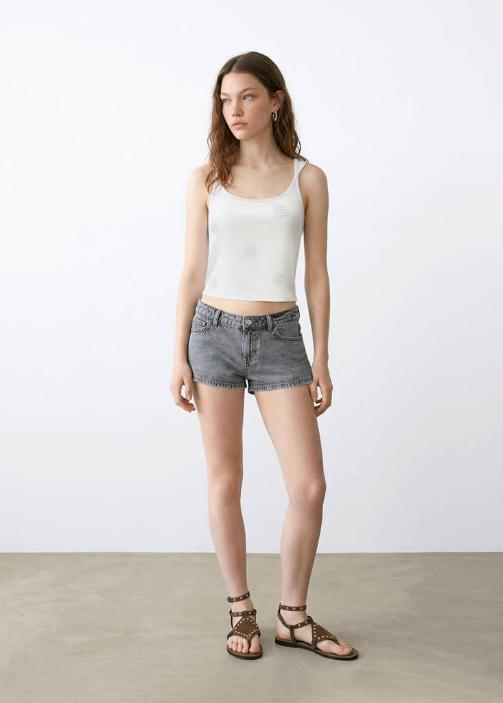 Strappy top with rhinestone detail — Off White